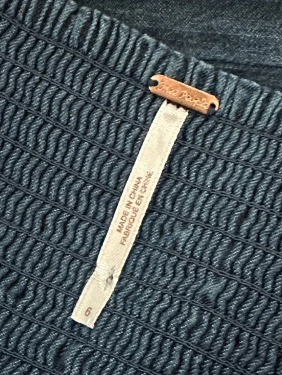 Free People Textured Black Smocked Waist Skirt - Picture 4 of 5